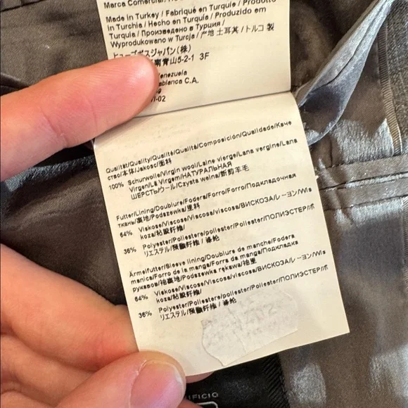 Hugo Boss mens 44R stretch gray micro pattern 2-button wool suit jacket EUC - Picture 8 of 8